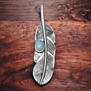 #352 Larimar Feather 🪶 Handcrafted Pendant NWOT
